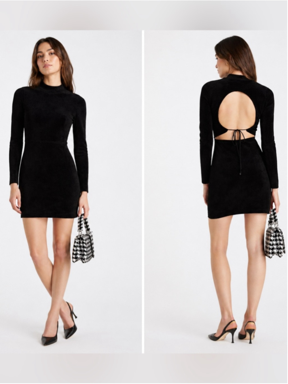 Sandro Black Long-Sleeve Cutout Back Mini Dress